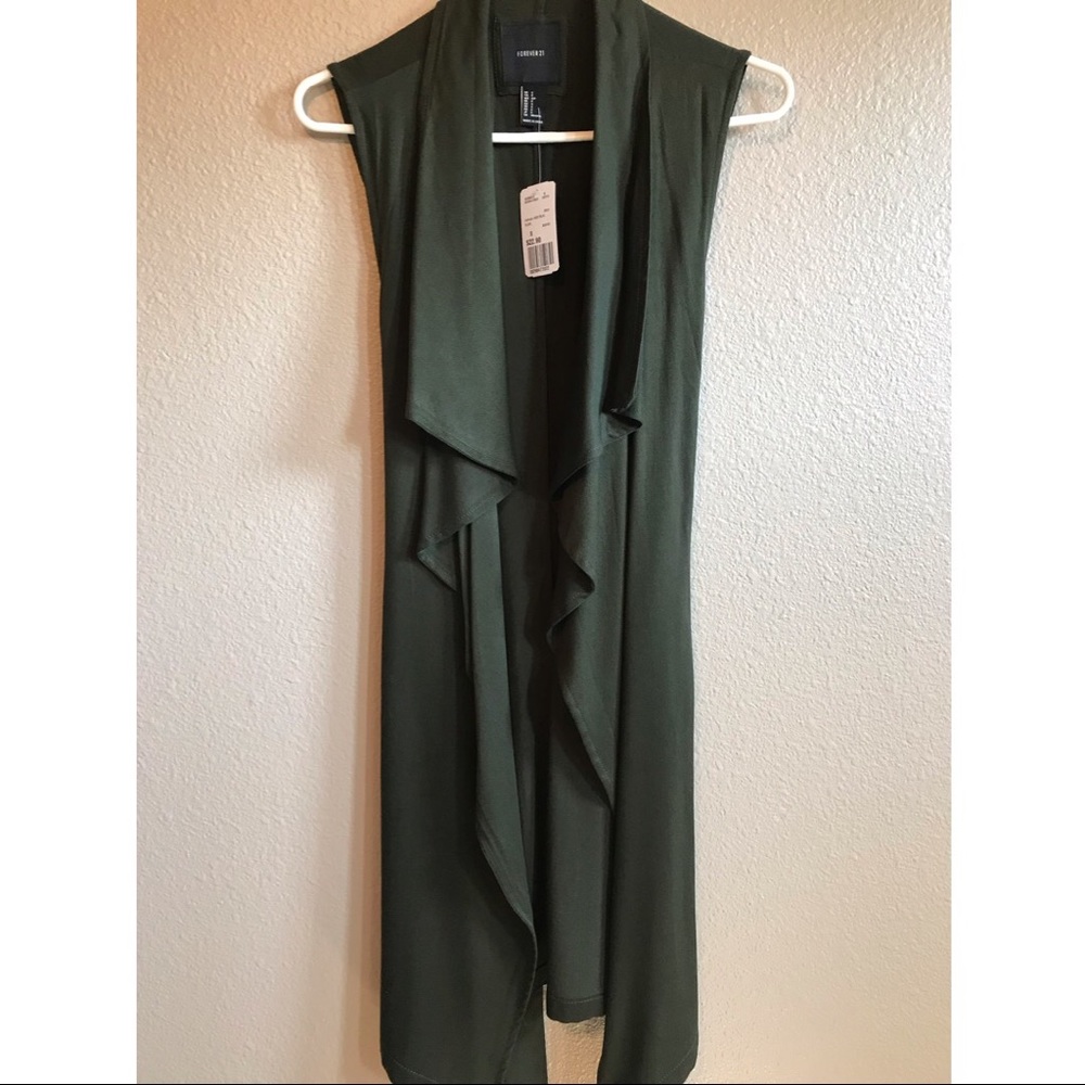 Olive colored long vest size small